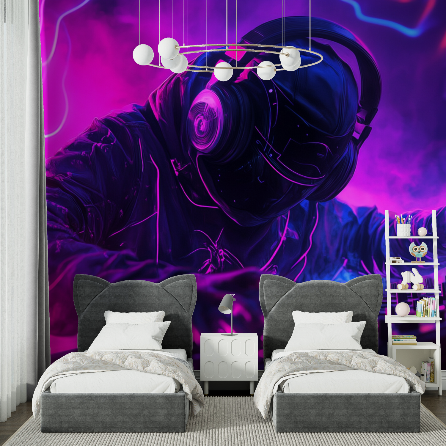 Papier peint nomade techno music chambre spiderman