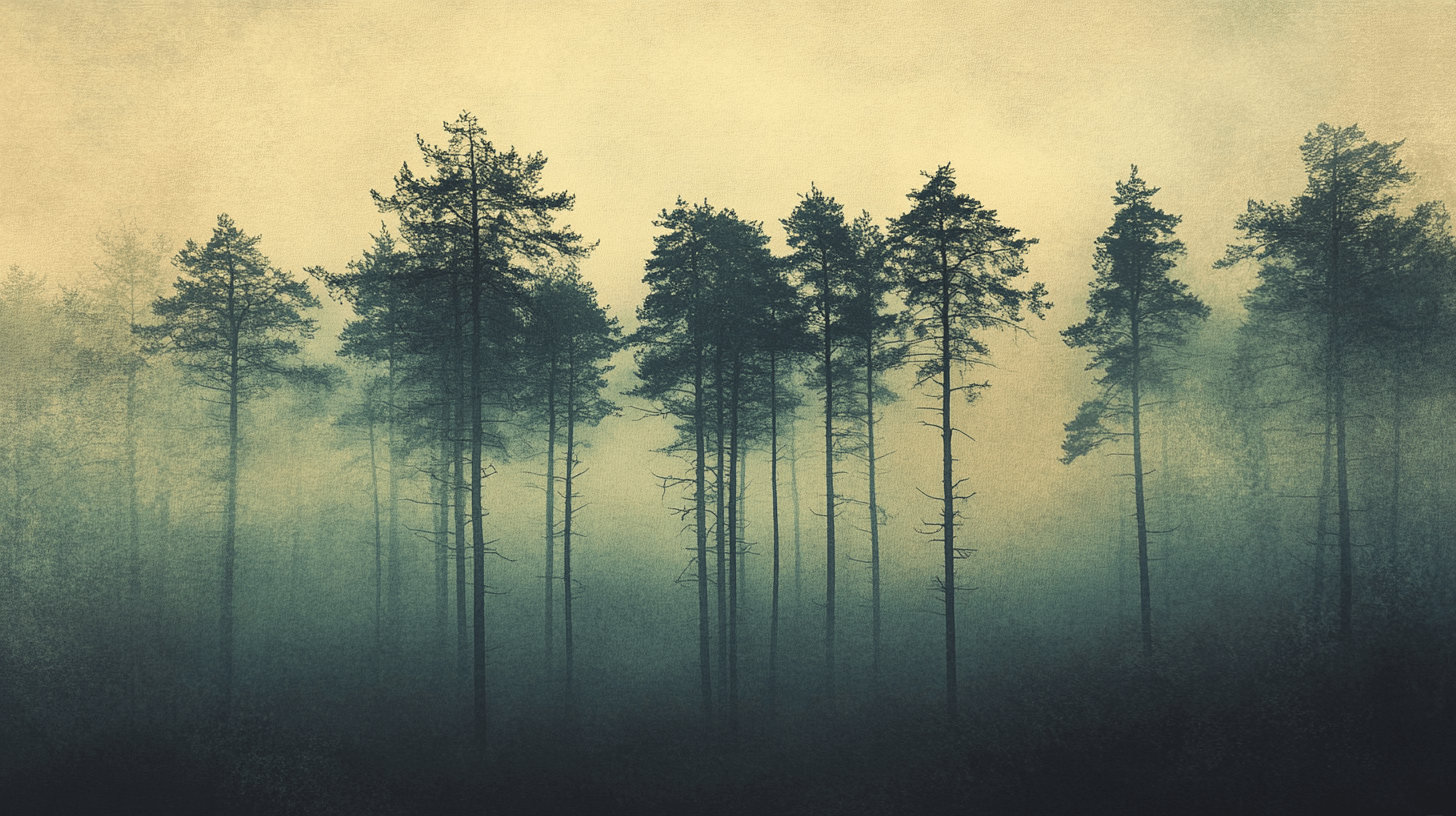 Papier Peint Aquarelle Forêt Enveloppée De Brume