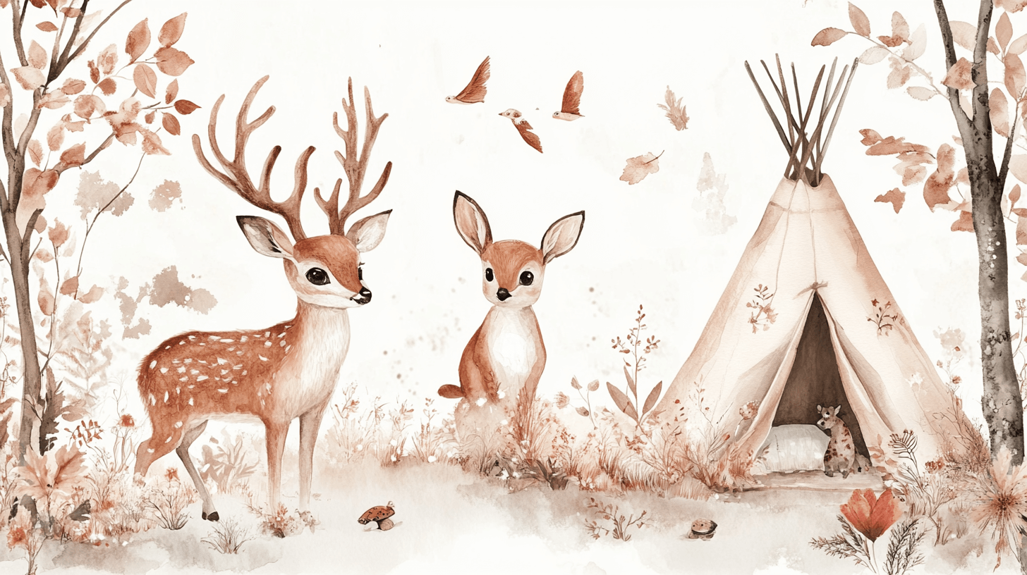 Papier Peint Forêt Et Tipi Bébé