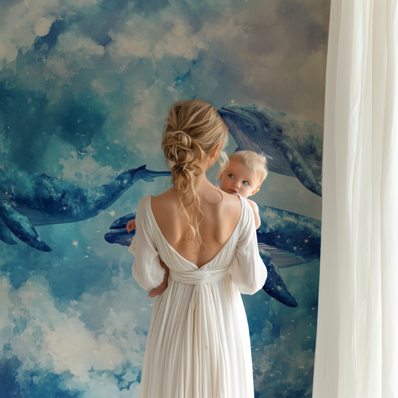 Papier peint marin baleine bb123