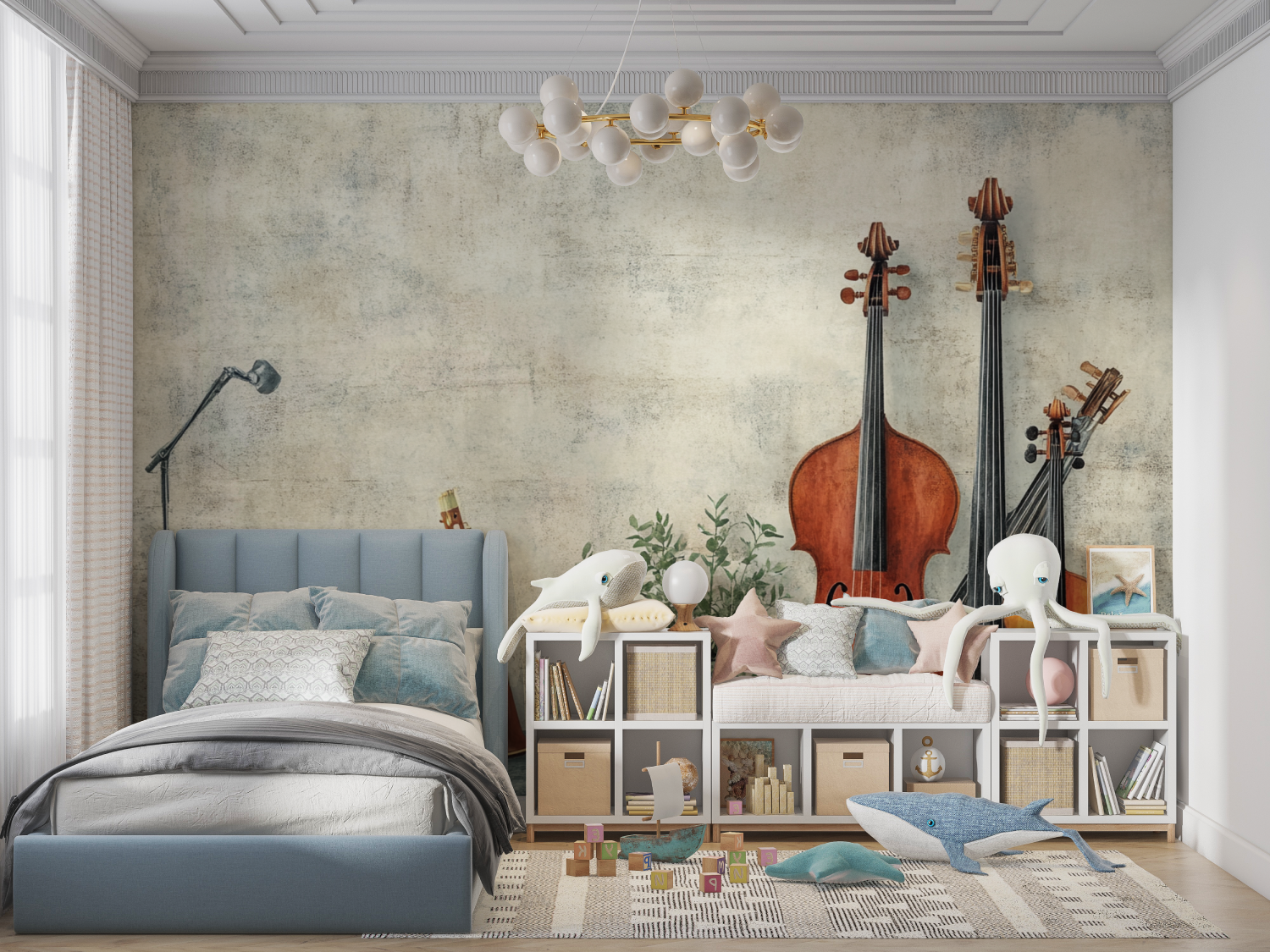 Papier peint musicien instrument panoramique garcon