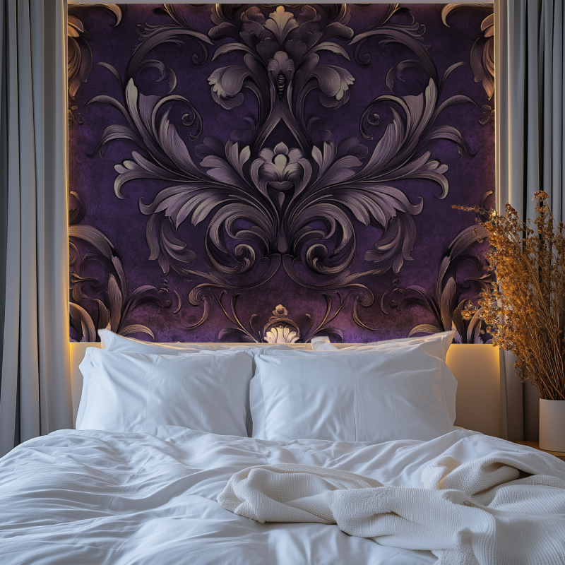 Papier peint vintage gothique violet chambre premium