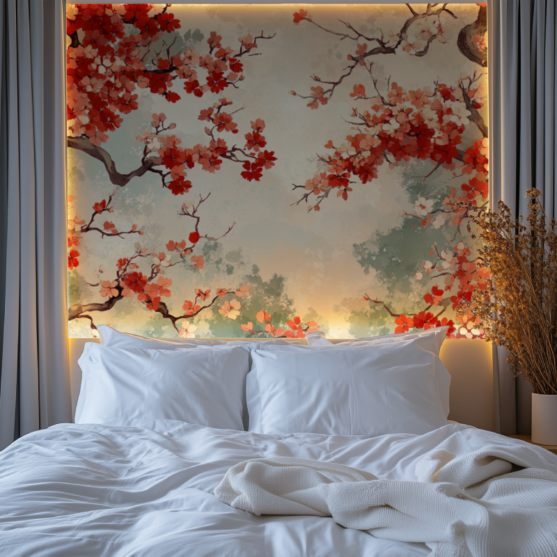Papier peint arbre japonais uni chambre premium