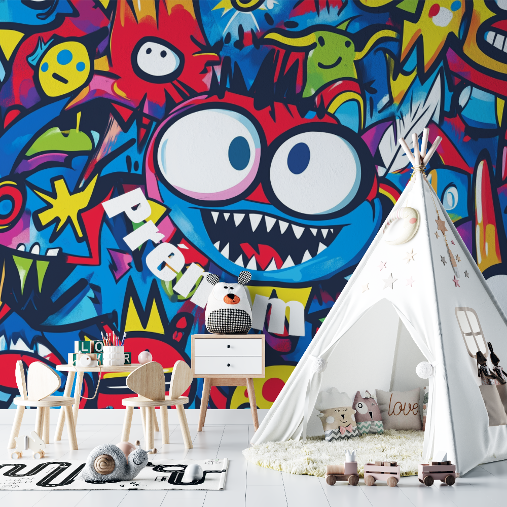 Papier peint garcon graffiti prenom chambre bebe