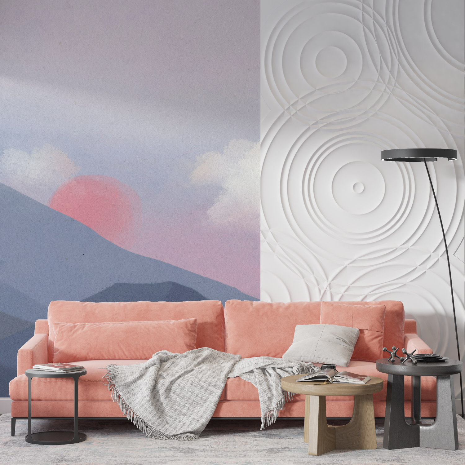 Papier peint aquarelle montagnes mur