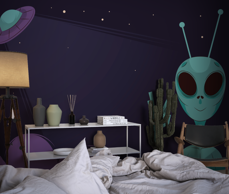Papier peint espace ovnis chambre dado1