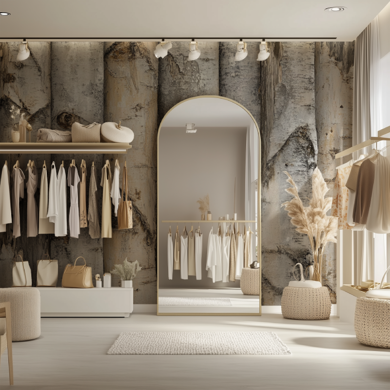 Papier peint arbre bois dressing