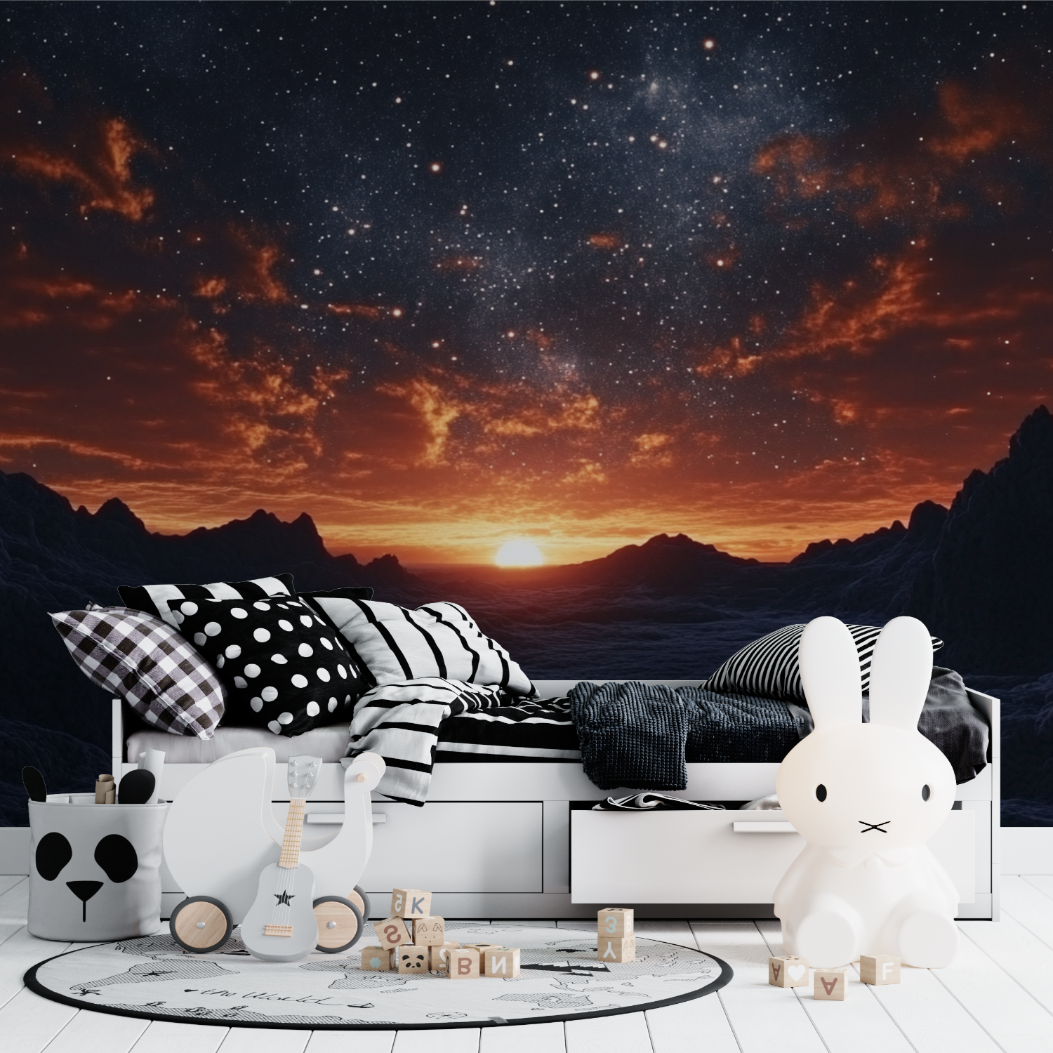 Papier peint coucher de soleil sur mars tapisserie ado