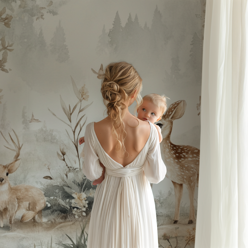 Papier peint biche et foret bb123