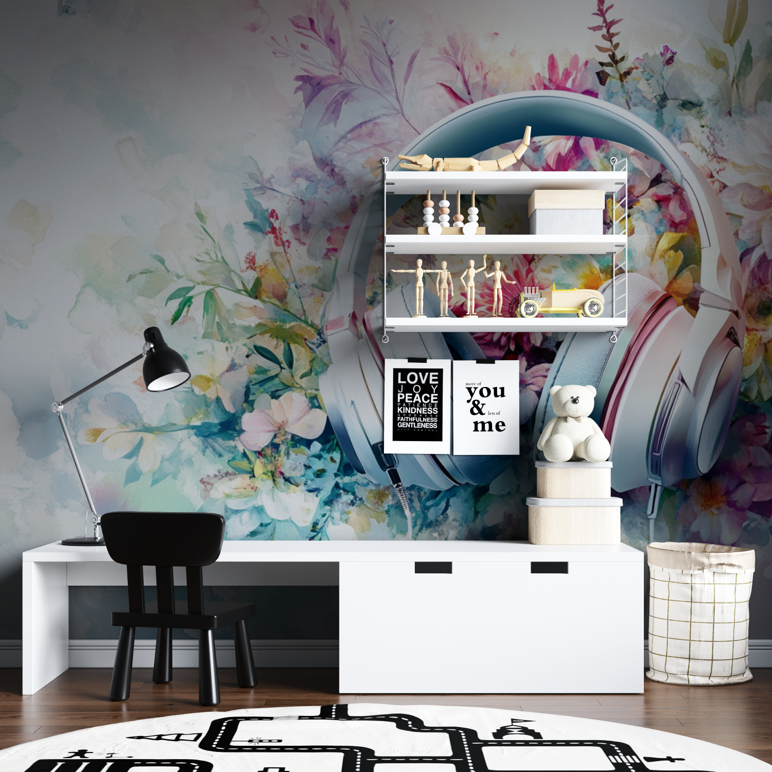 Papier peint floraison tapisserie garcon