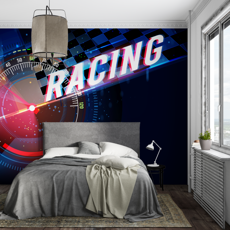 Papier peint compte tour voiture racing piece ados
