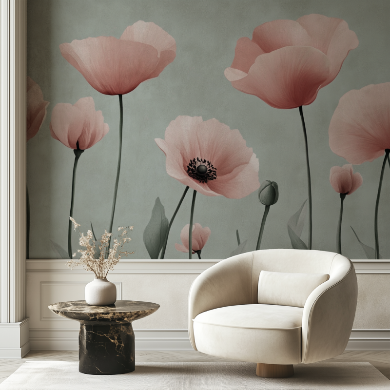 Papier peint fleur espacee chaise tendance