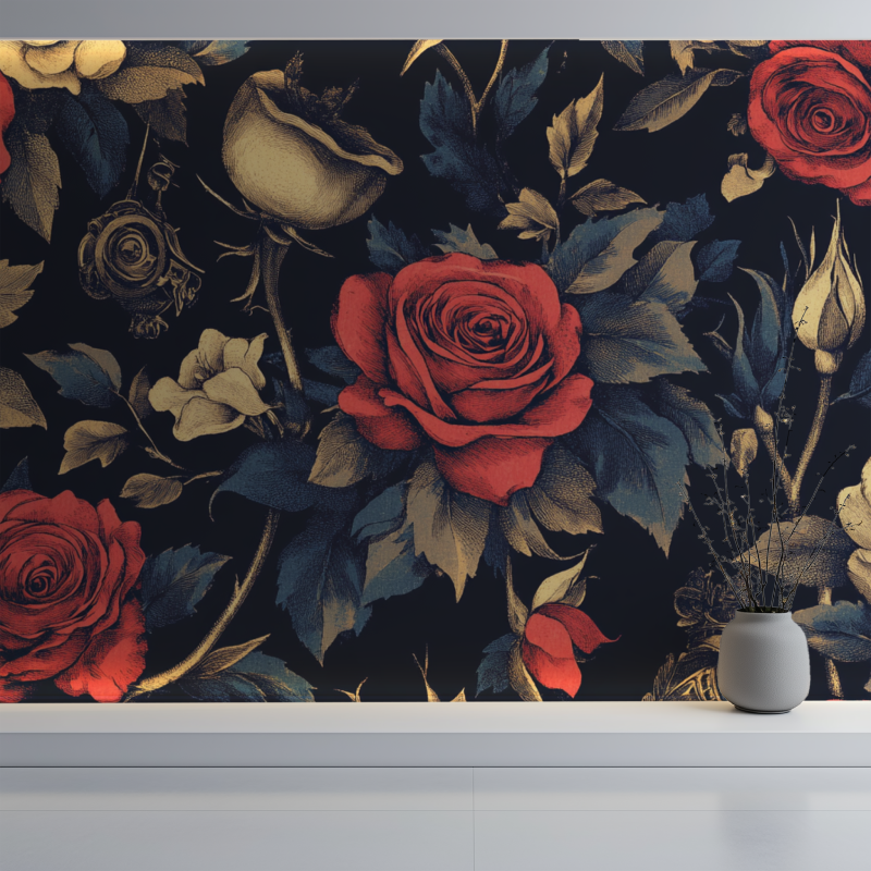 Papier peint vintage tattoo mur blanc