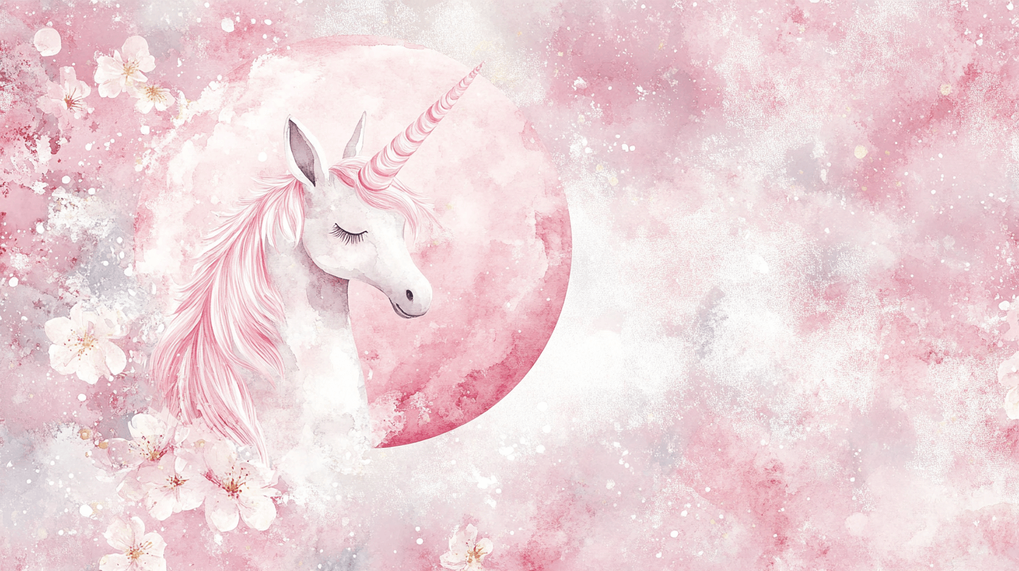 Papier Peint Déco Licorne Chambre Ado Lune Rose