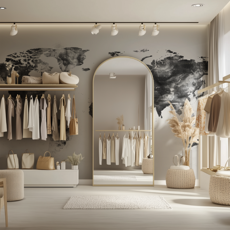 Papier peint carte du monde noir et blanc dressing