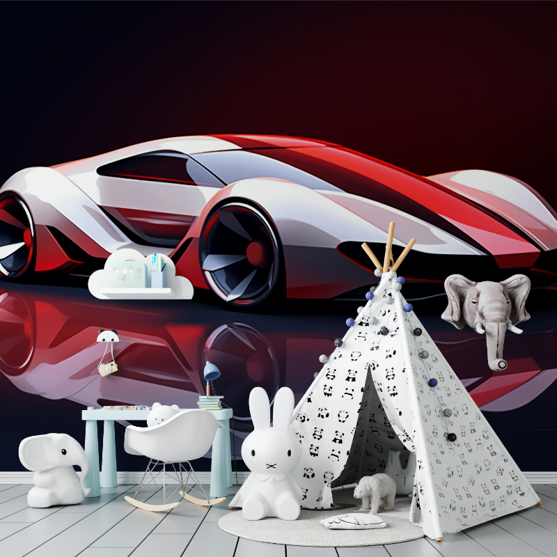 Papier peint 3d voiture future tapisserie murs