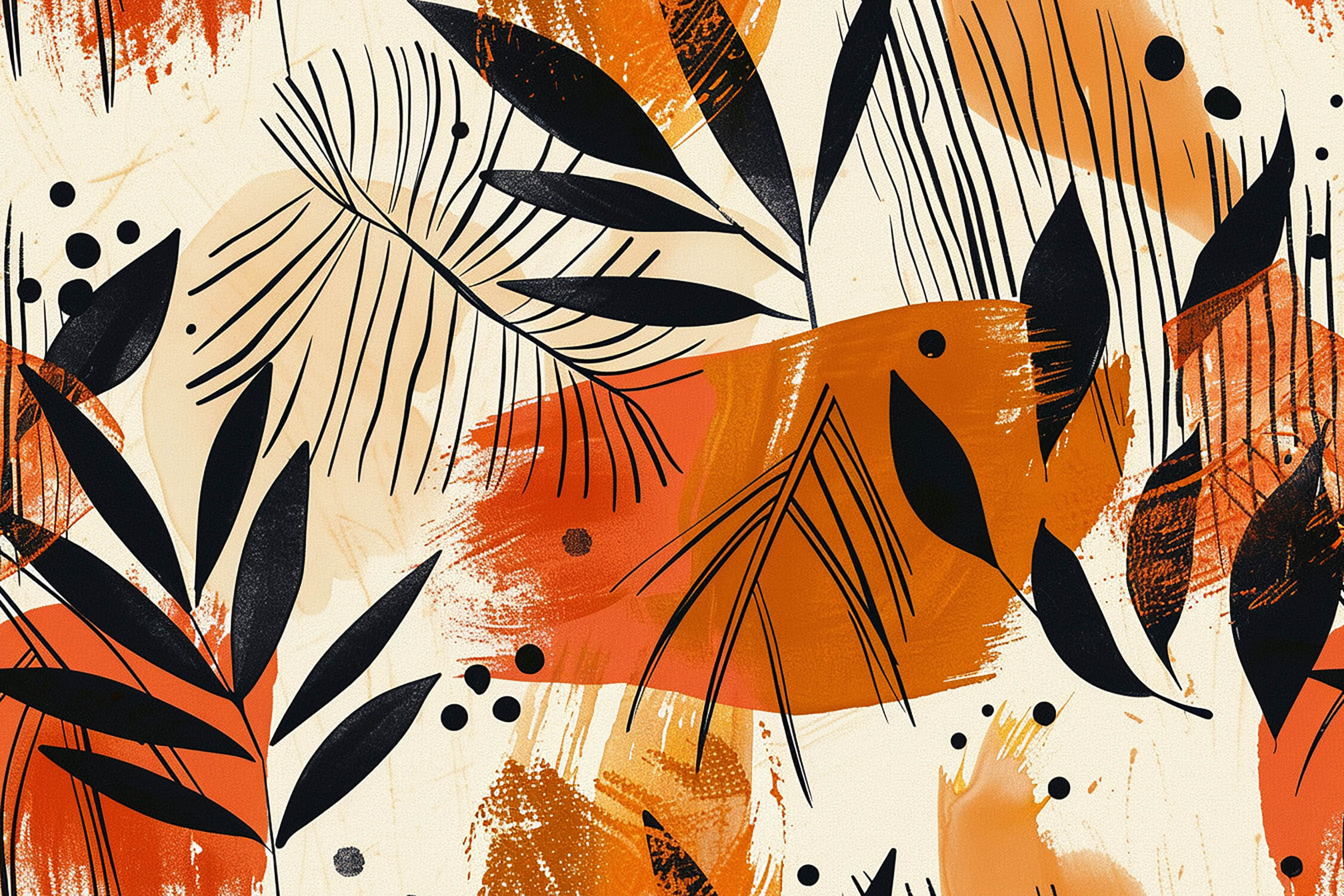 Papier Peint Rétro Orange