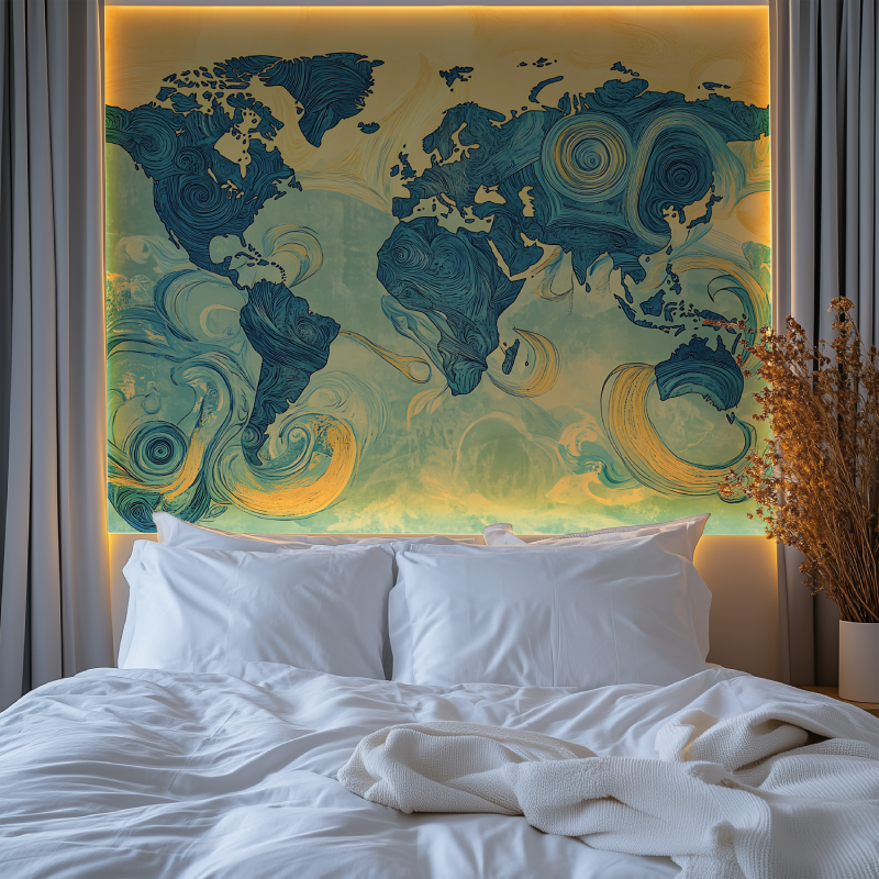 Papier peint carte du monde design chambre tendanc