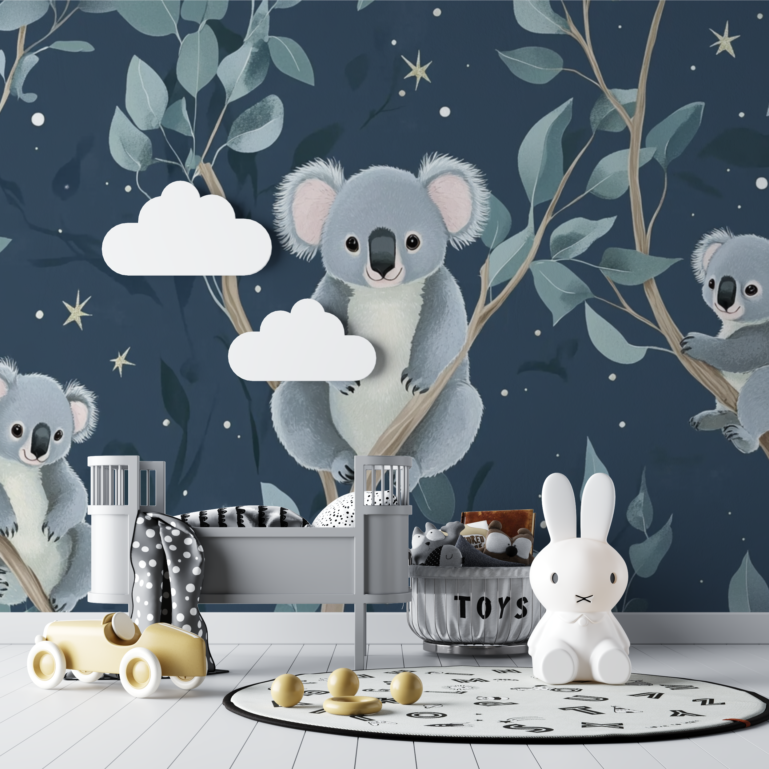 Papier peint koala et silence etoile bebe tipi