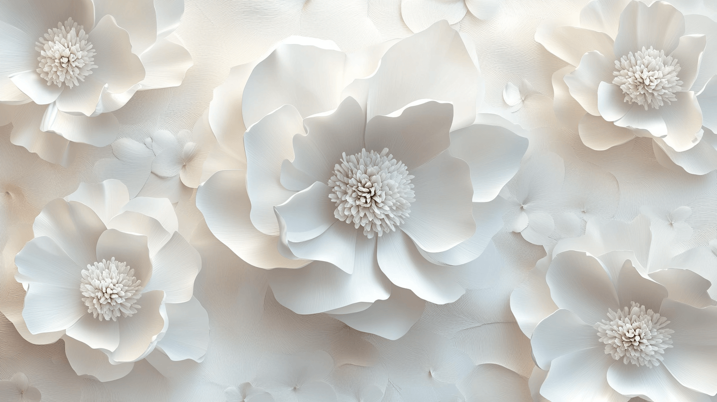 Papier Peint Fleur Blanche Relief