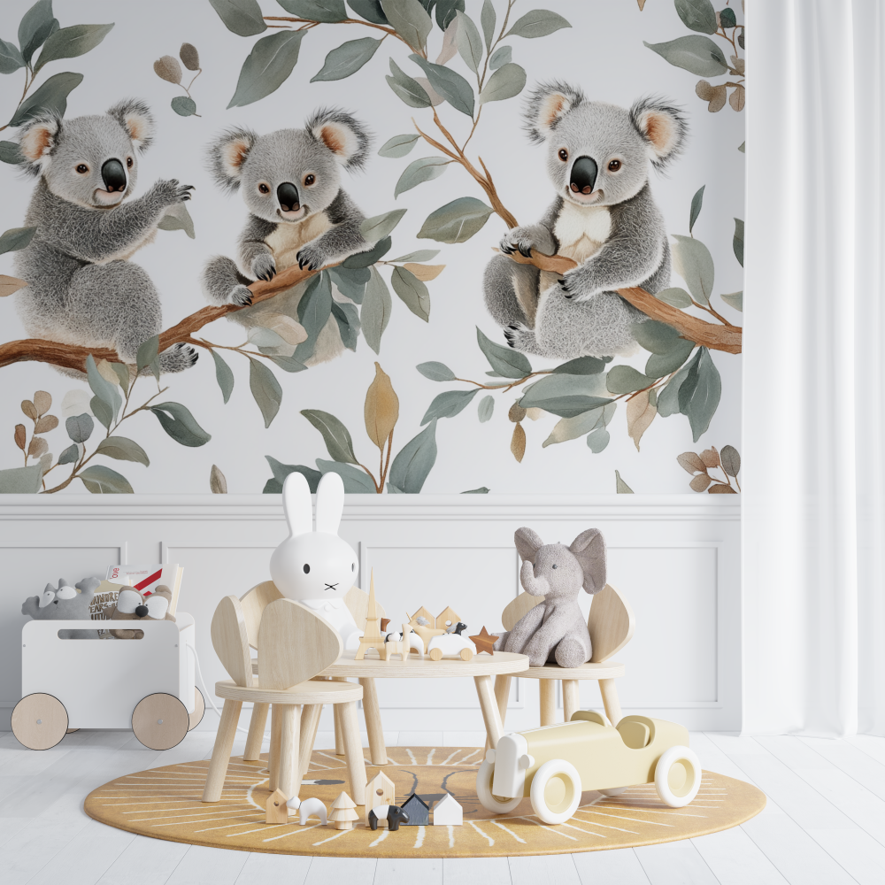 Papier peint koala dans les feu...ges givres chambre de bebe