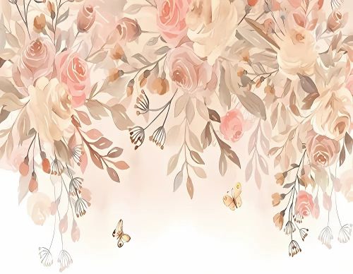 Papier Peint Fleur Papillons et Fleurs