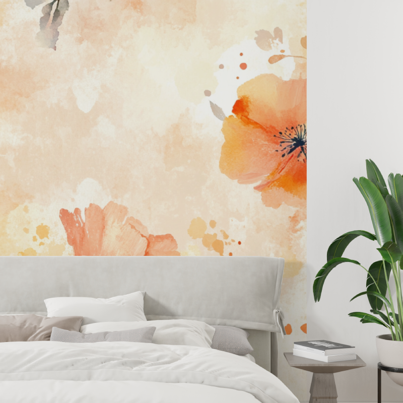 Papier peint aquarelle fleurs e...colore tapisserie tendance