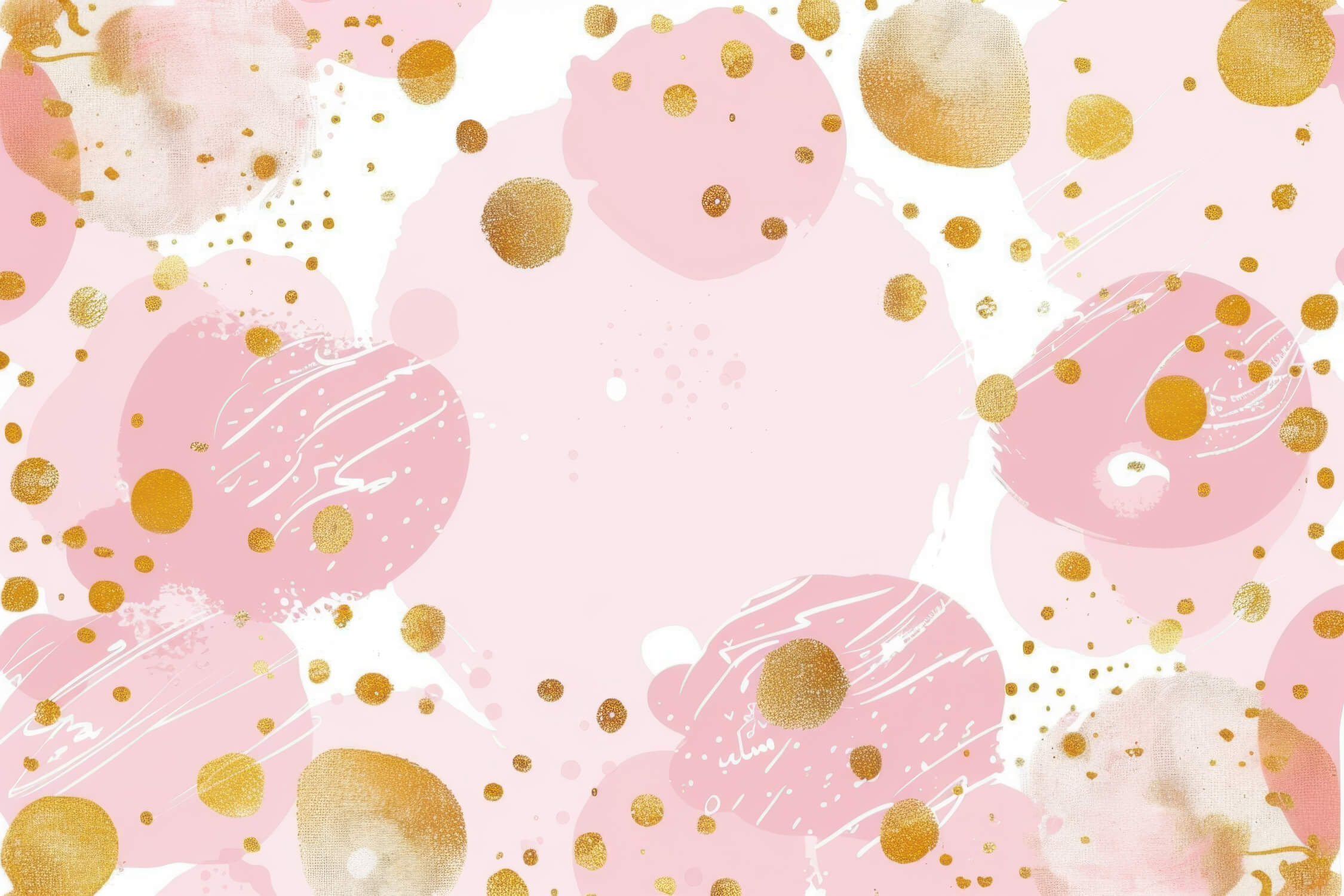 Papier Peint Rose Pois Doré