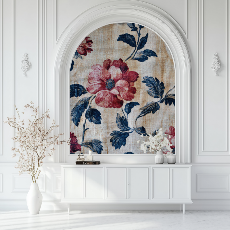 Papier peint vintage intisse salon blanc