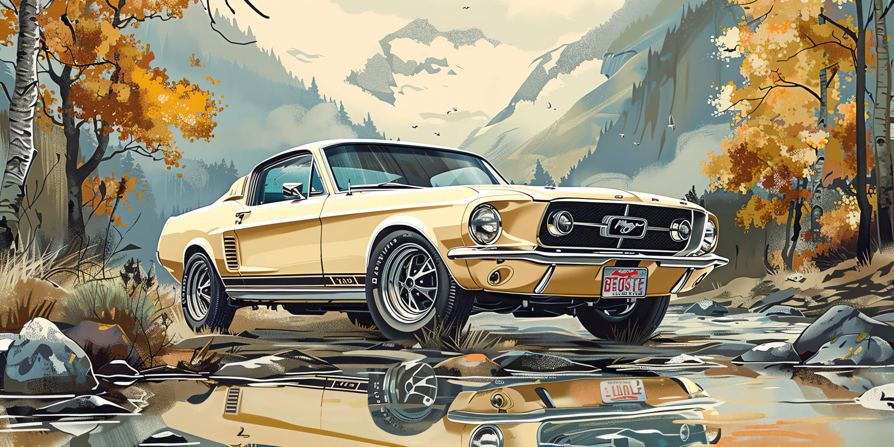 Papier Peint Voiture Vintage Mustang