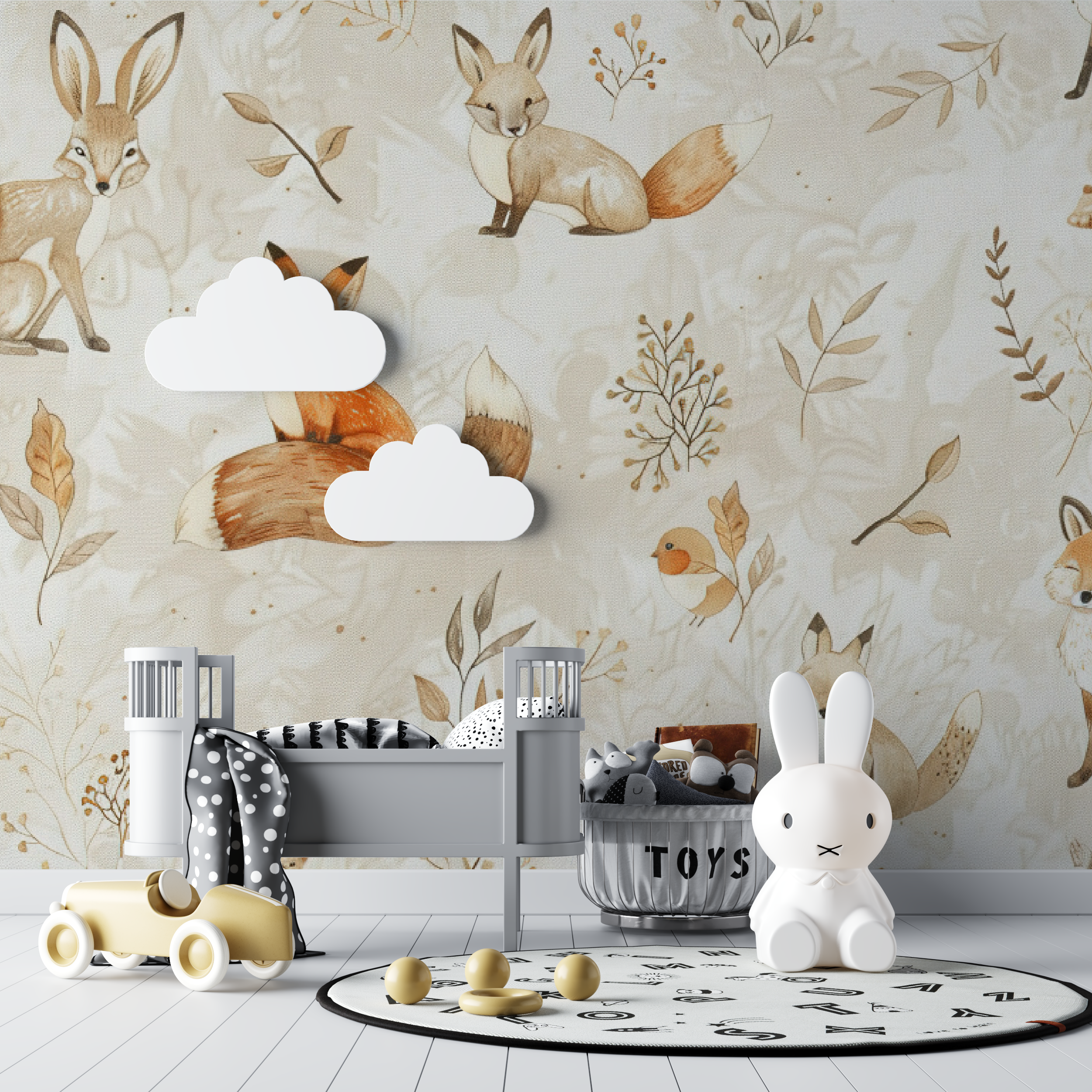 Papier peint Renard et amis bébé - bebe unisexe