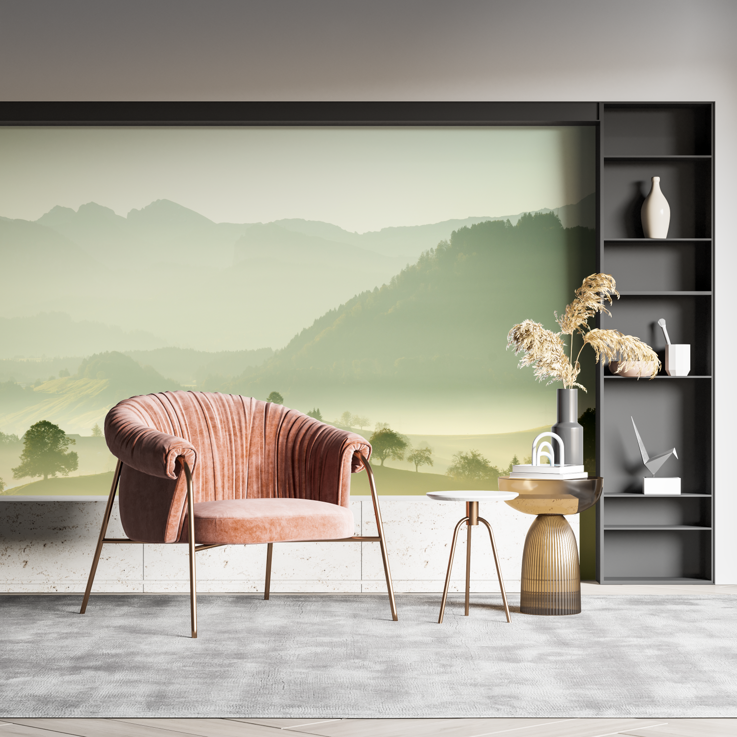 Papier peint aquarelle chambre adulte pano mural