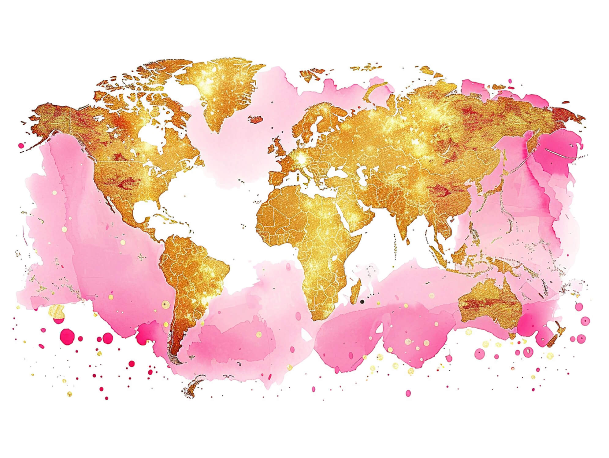 Papier Peint Carte Du Monde Rose Gold