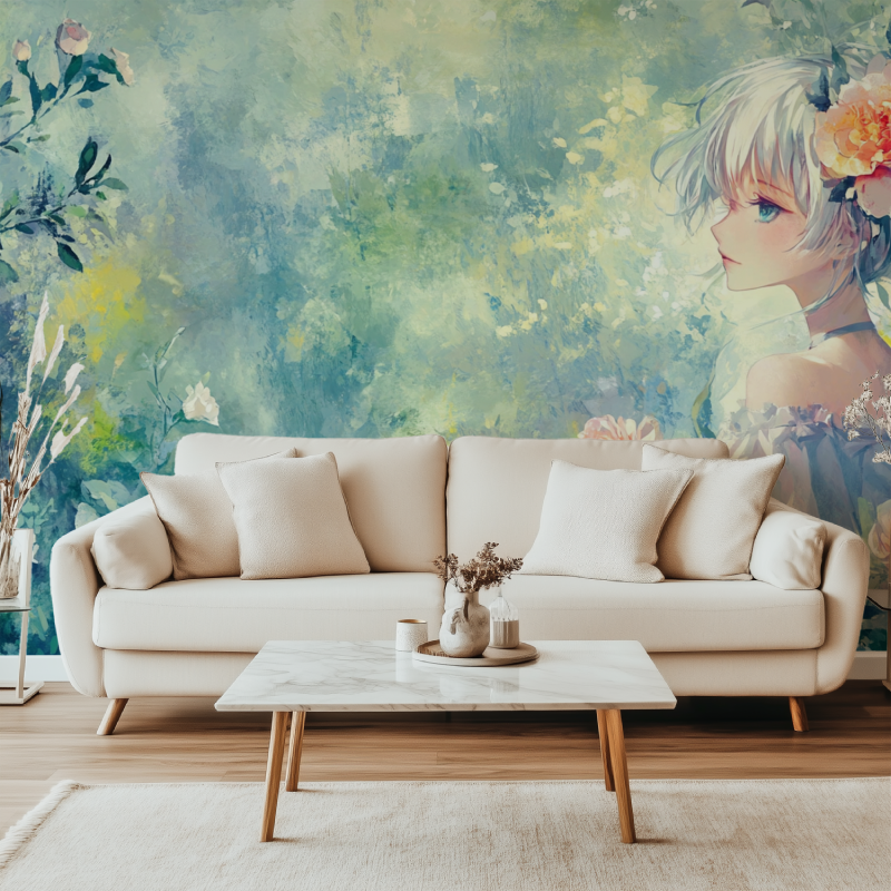 Papier peint vintage floral canape simple