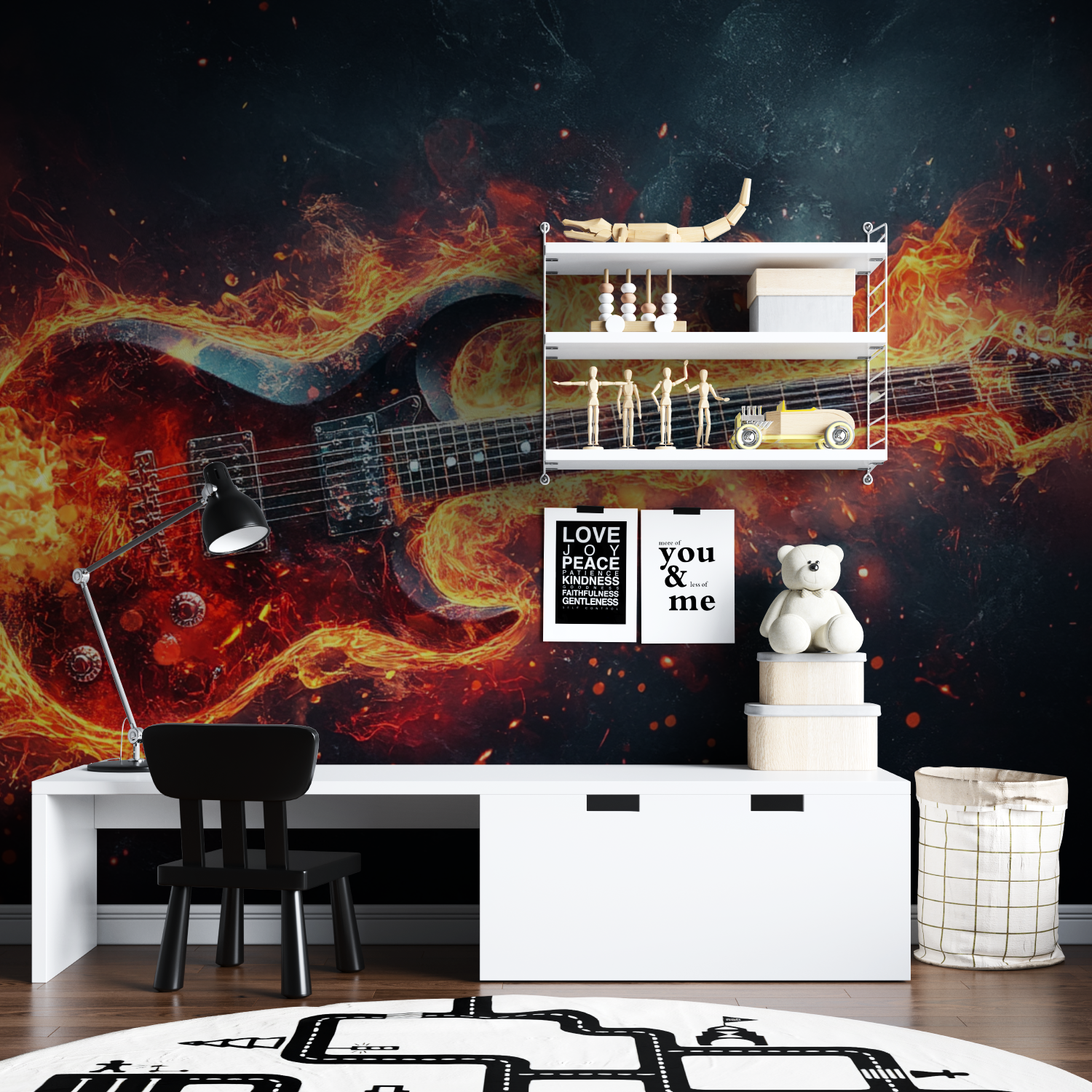 Papier peint musique guitare tapisserie garcon