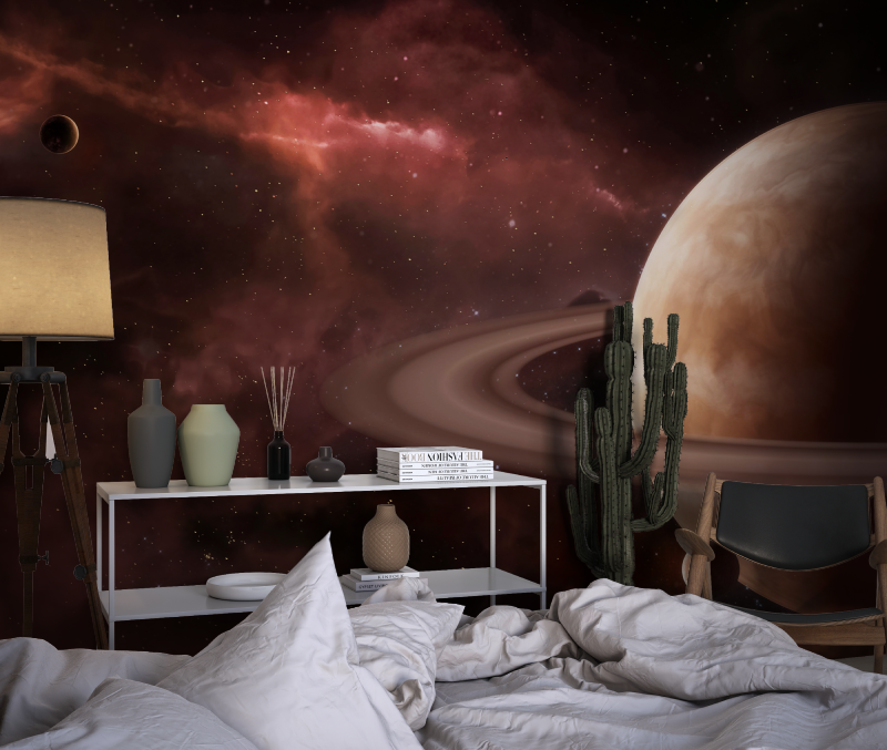 Papier peint espace lune saturne chambre chambre dado1