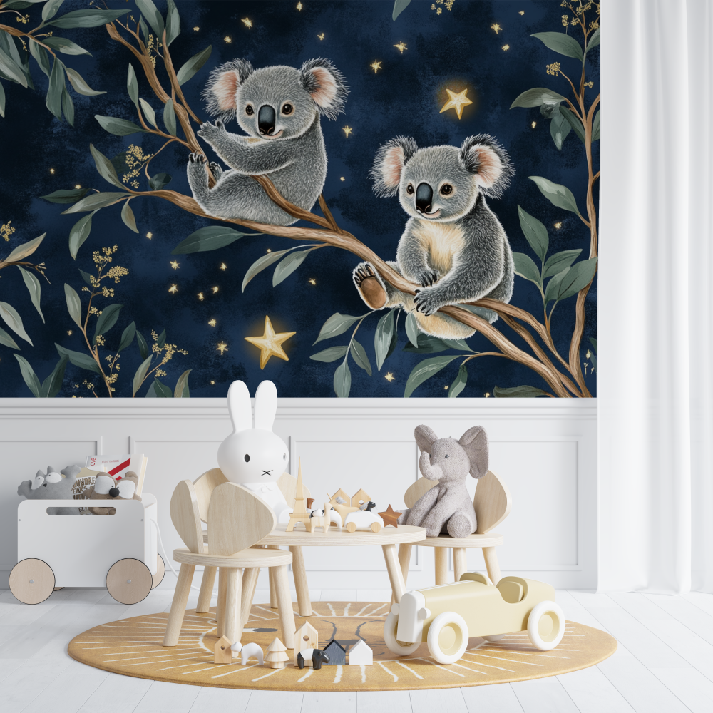Papier peint koala et magie de la nuit chambre de bebe
