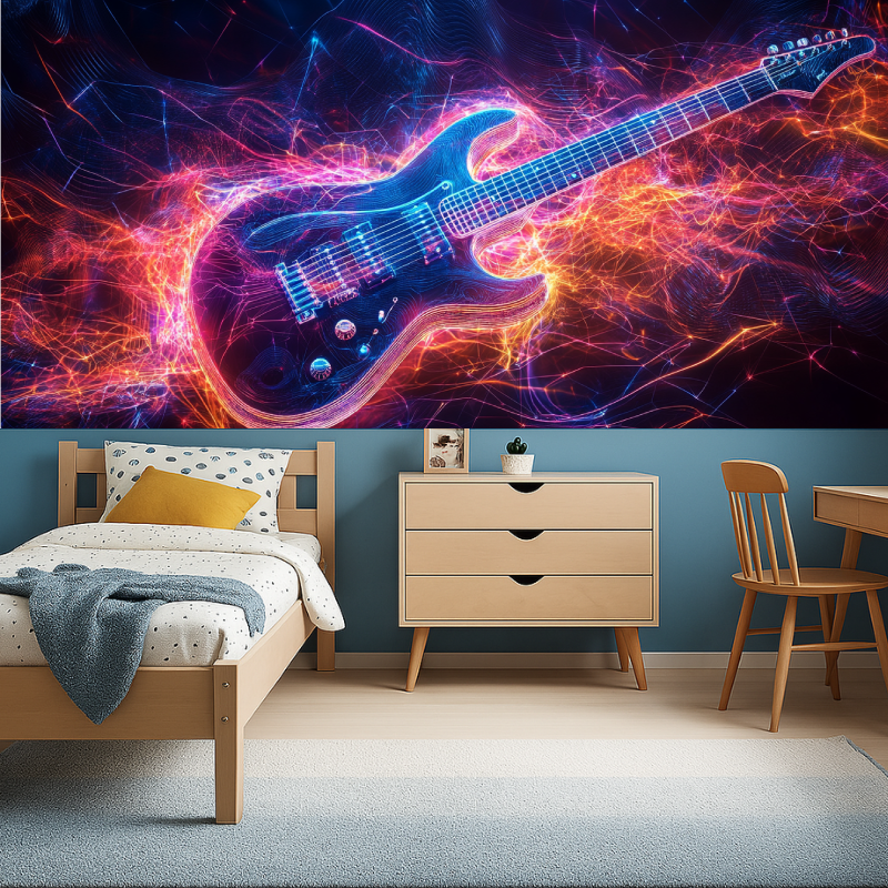 Papier peint theme guitare electrique garcon456