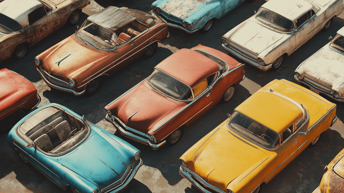 Papier Peint Vintage Voiture Trompe L'oeil