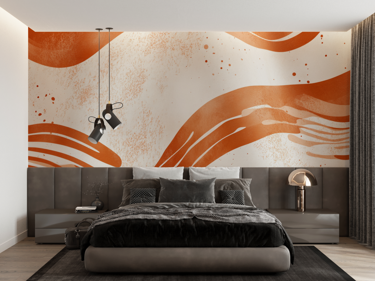 Papier peint terracotta panoramique escalier francais