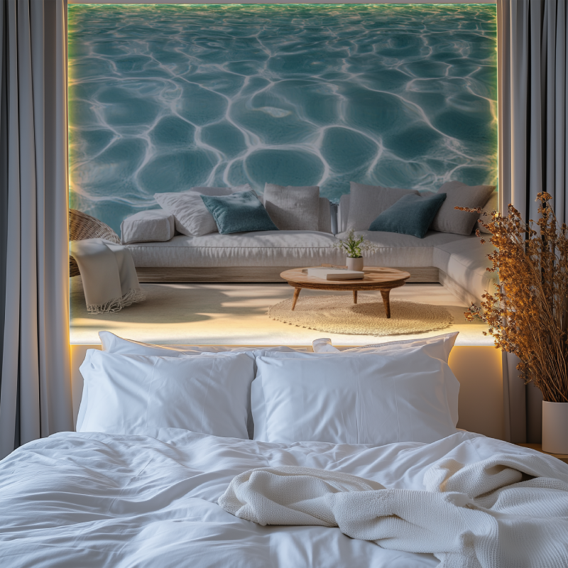 Papier peint trompe loeil mer chambre tendanc