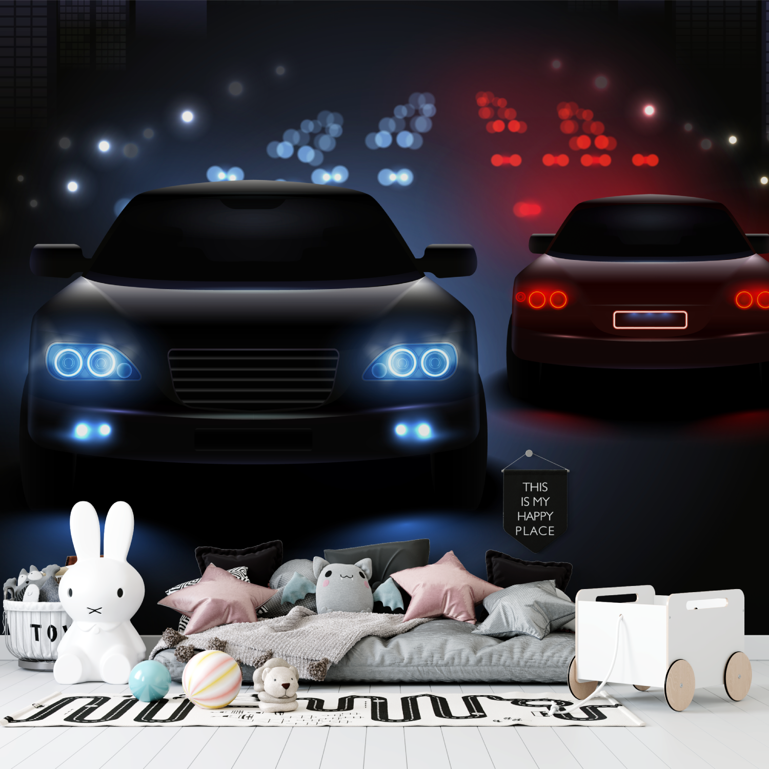 Papier peint chambre garcon voi...uge bleu tapisserie garcon