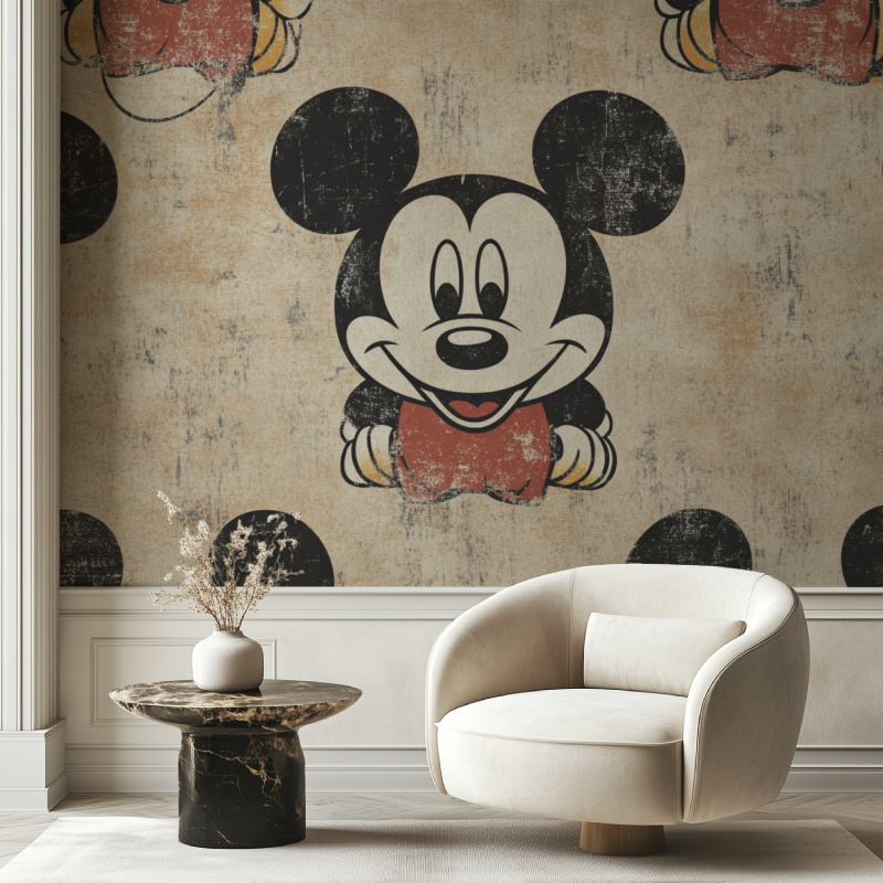 Papier peint vintage mickey chaise tendance