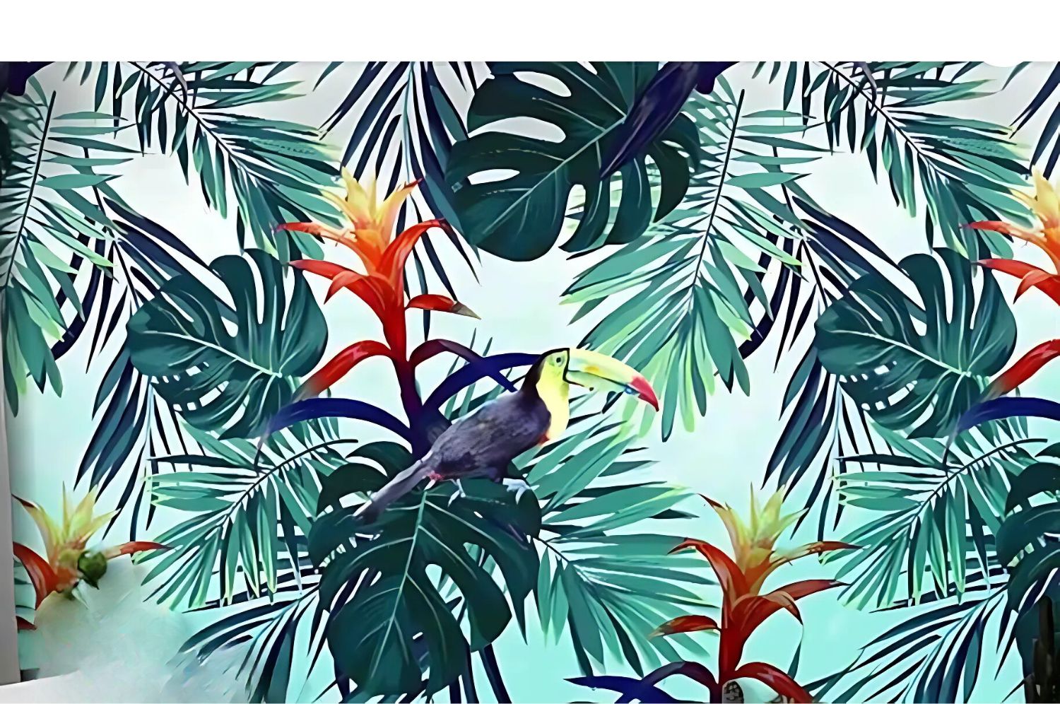 Tropical panoramic wallpaper sheet Flower Toucan