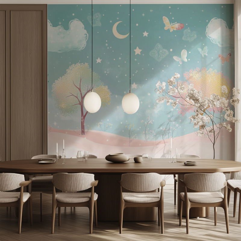 Papier peint arbre magique bebe salle manger tendance