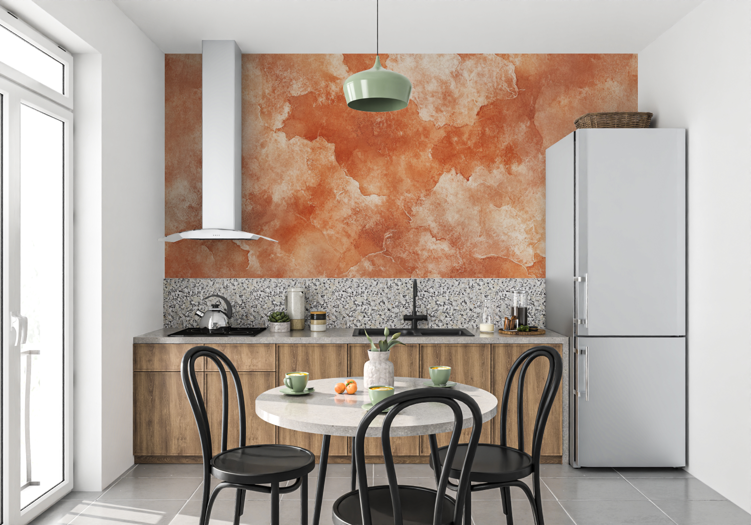 Papier peint terracotta fond abstrait artistique mur cuisine