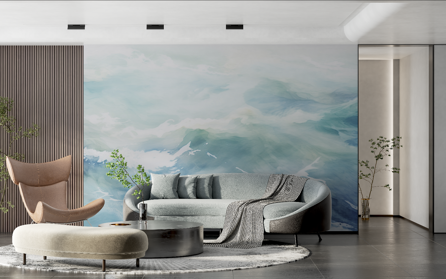 Papier peint aquarelle vague tendance 2024