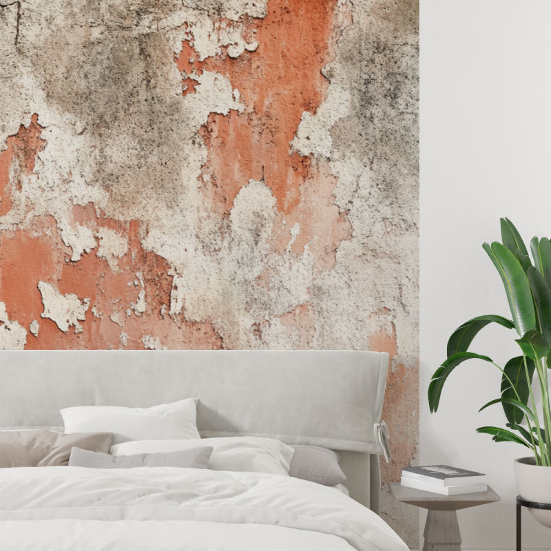 Papier peint terracotta effet beton cire tapisserie tendance