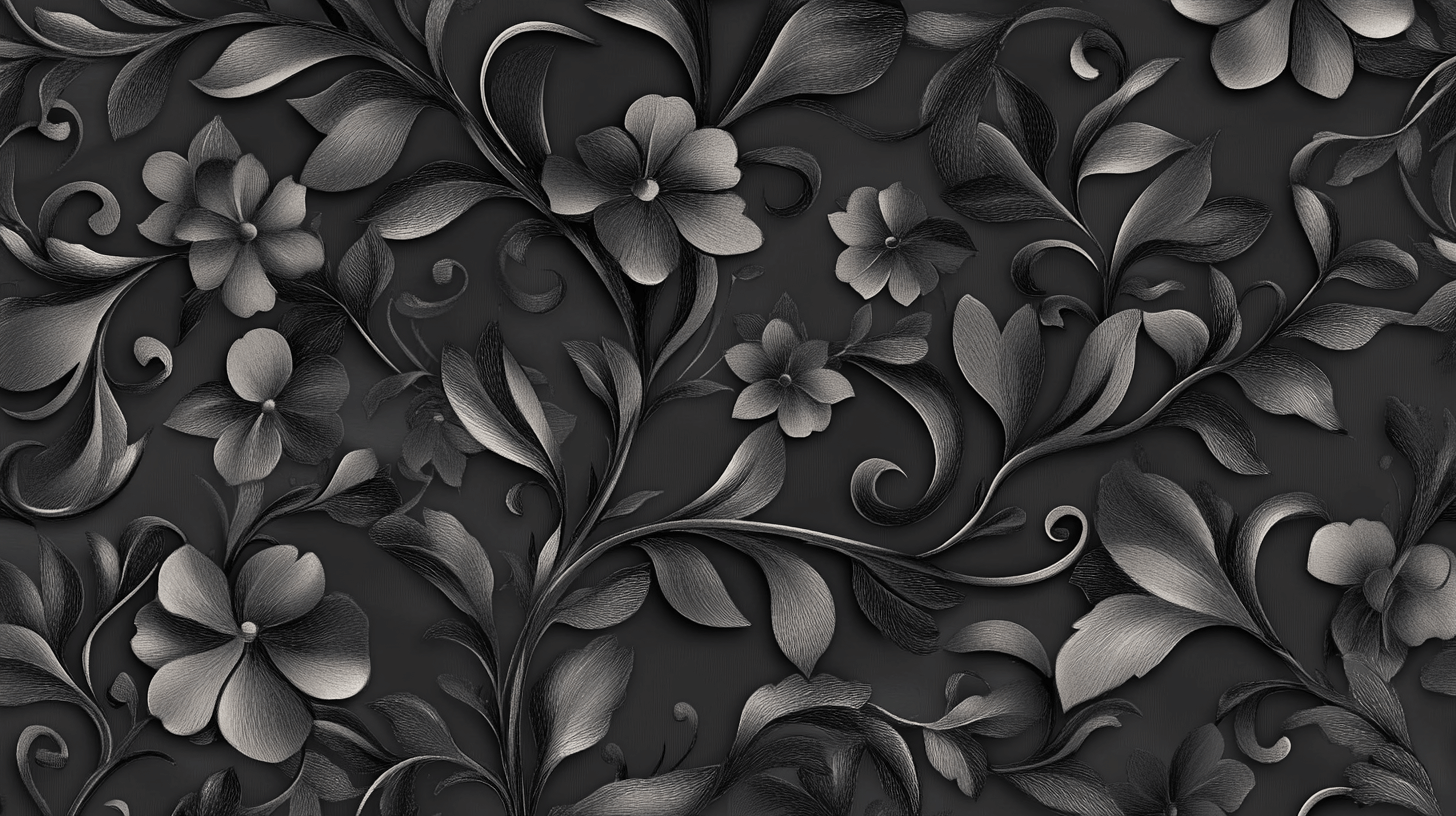 Papier Peint Noir Et Fleur Vintage