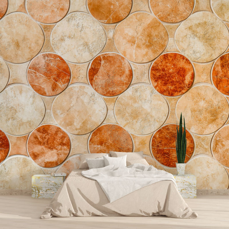 Papier peint terracotta effet mosaique tapisserie 2025